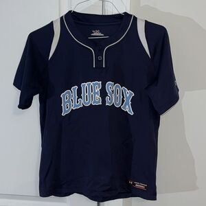 Under armour Kids Youth Baseball Jersey #27 Blue Sox Team YXL Heatgear